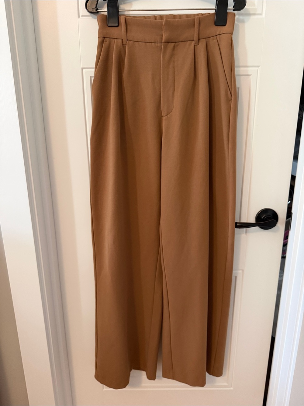Abercrombie & Fitch Wide Leg High Waist Trousers - Camel Brown